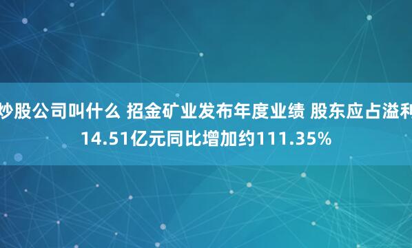 炒股公司叫什么 招金矿业发布年度业绩 股东应占溢利14.51亿元同比增加约111.35%