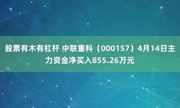 股票有木有杠杆 中联重科（000157）4月14日主力资金净买入855.26万元