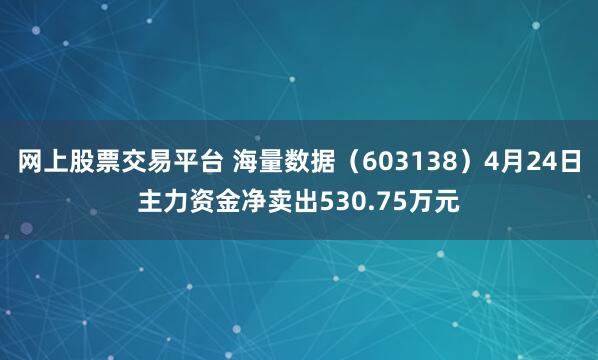 网上股票交易平台 海量数据（603138）4月24日主力资金净卖出530.75万元