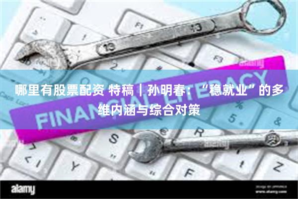 哪里有股票配资 特稿｜孙明春：“稳就业”的多维内涵与综合对策