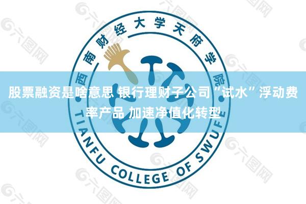 股票融资是啥意思 银行理财子公司“试水”浮动费率产品 加速净值化转型
