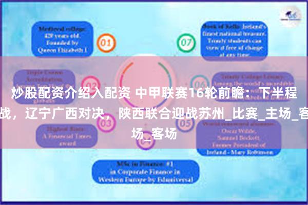 炒股配资介绍入配资 中甲联赛16轮前瞻：下半程首战，辽宁广西对决，陕西联合迎战苏州_比赛_主场_客场